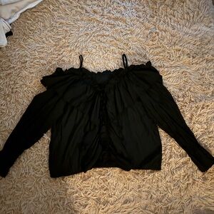 black off the shoulder long sleeve top